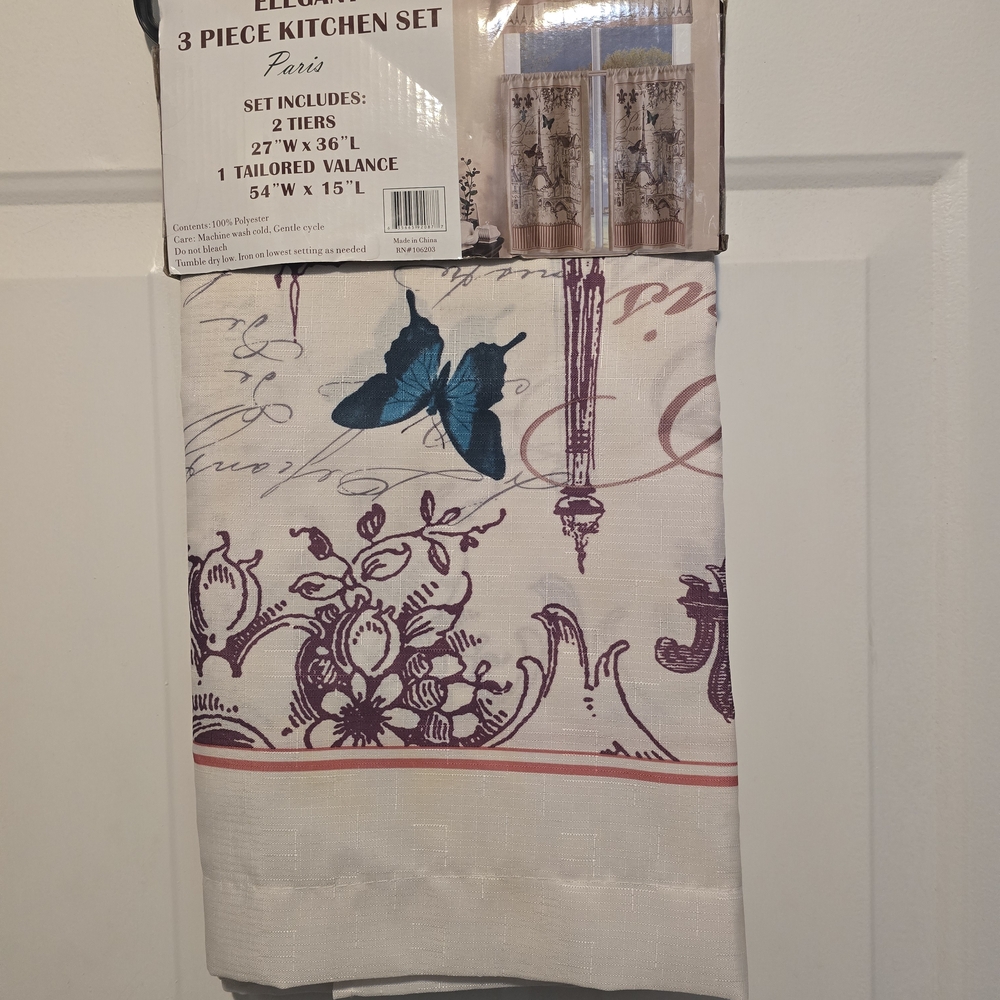 Purple and White Kitchen Linens Set with French Country Design